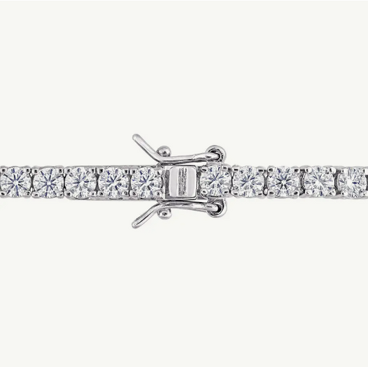 925 Silver 4mm 7" Tennis Bracelet with Moissanite 13.5 CTW