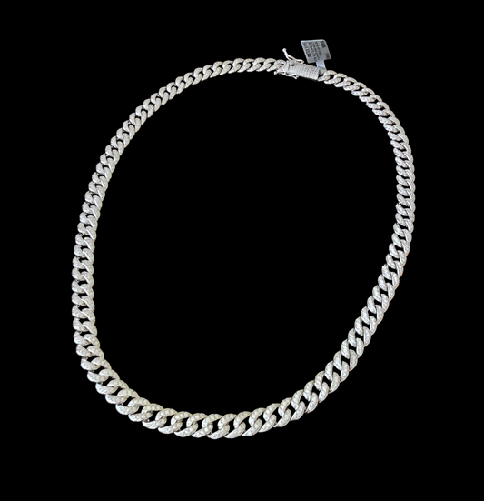 925 Sterling Silver Miami Cuban Link Necklace 9mm 22" with Moissanite CTW 18.21